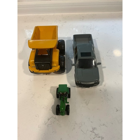 John Deere Toy Vehicle Lot Pickup Truck Dump Truck and Tractor 3 Piece Set